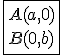 \fbox{A(a,0)\\B(0,b)}